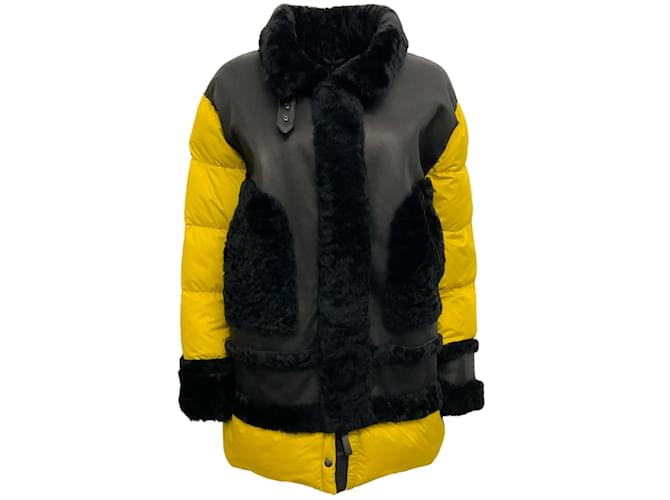 Autre Marque Henry Beguelin Black / Curry Pacaja Shearling Jacket Yellow Polyester  ref.1160090