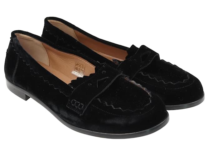 Emporio Armani Chaussures plates noires à bordure forme Velours  ref.1160127