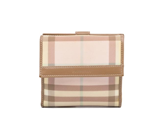 Pink Burberry Candy Check Small Wallet Leather  ref.1160177