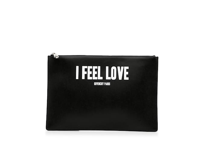Schwarze Givenchy-Clutch „I Feel Love“ aus Leder  ref.1160231