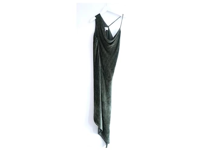Autre Marque Michelle Mason Vestido de veludo verde oliva Burnout  ref.1160255