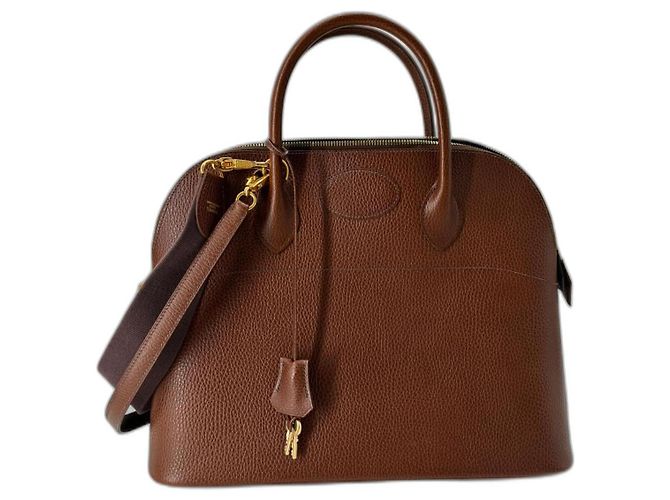 Bolsa de mão Hermès Bolide em couro marrom Castanho claro