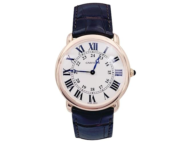 Relógio Cartier, "Rodada Louis Cartier", Rosa ouro, cuir. Ouro rosa  ref.1160546