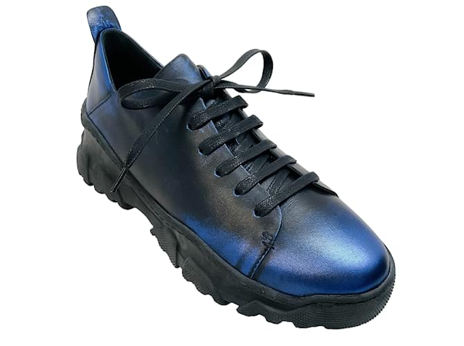 Henry Béguelin Henry Beguelin Elletrico-Sneaker in Metallic-Blau Leder  ref.1160629
