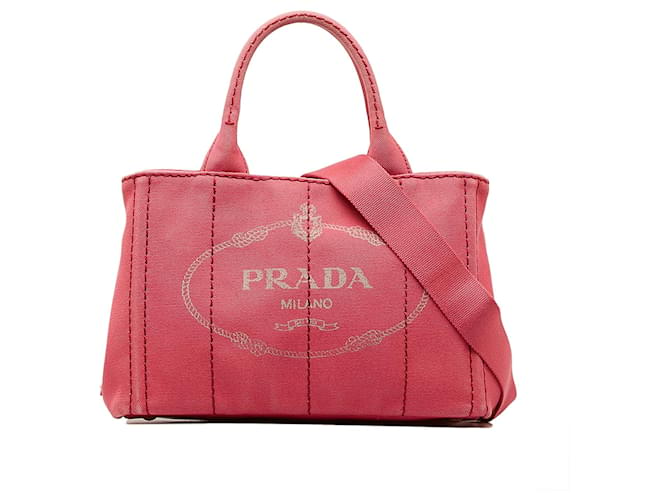 Bolso satchel rosa con logo Canapa de Prada Lienzo  ref.1160675