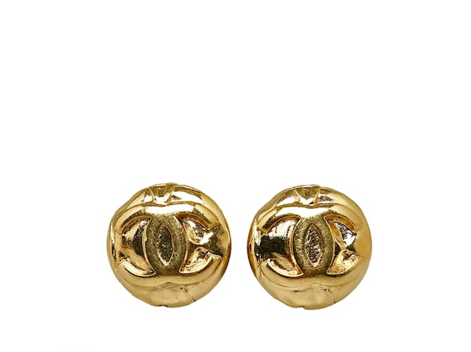 Gold Chanel CC Clip On Earrings Golden Gold-plated  ref.1160676
