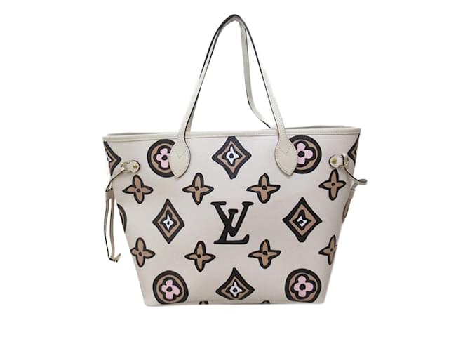 Sac cabas blanc Louis Vuitton Monogram Giant Wild at Heart Neverfull MM Cuir  ref.1160686