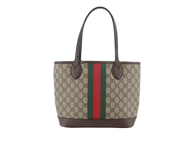 Brown Gucci Small GG Supreme Ophidia Shopping Tote Leather  ref.1160701