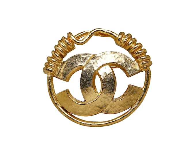 Goldene Chanel CC-Brosche Metall  ref.1160770