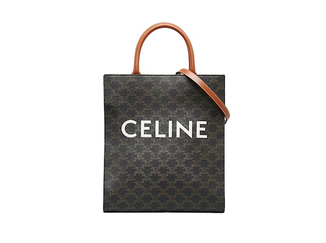 Céline Brown Celine Small Triomphe Vertical Cabas Satchel Leather  ref.1160833