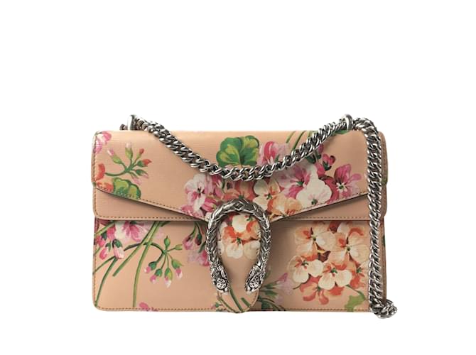 Pink Gucci Medium Leather Dionysus Blooms Shoulder Bag  ref.1160846