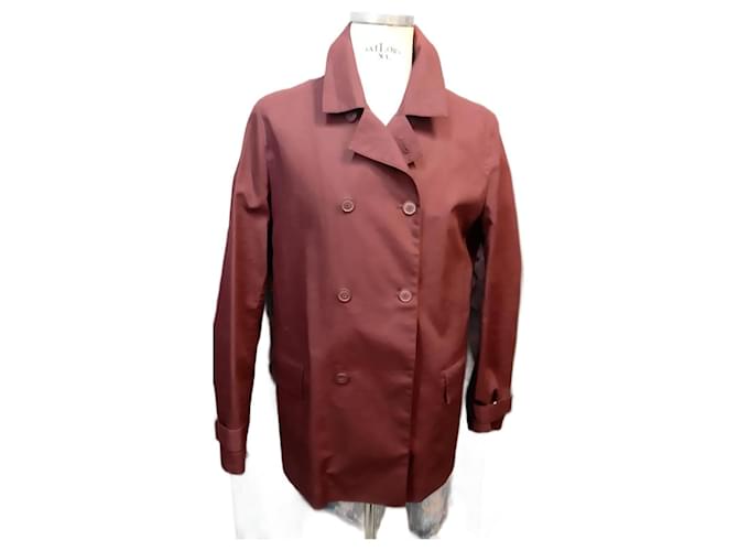 Lacoste Men Coats Outerwear Dark red Cotton  ref.1160869