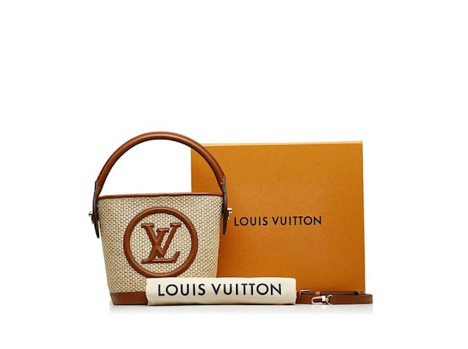 Bucket Louis Vuitton Balde Ráfia Petit M59962 Marrom  ref.1160924