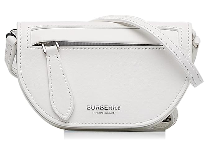 Burberry Mini sac à bandoulière Olympia en cuir blanc Veau façon poulain  ref.1161018