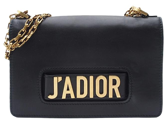 Bolso Dior mediano con cadena JAdior negro Cuero Becerro  ref.1161022