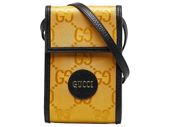 Gucci Gelbe Mini GG Off The Grid Umhängetasche Leder Kalbähnliches Kalb Nylon Tuch  ref.1161025