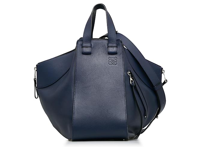 Loewe Blue Medium Hammock Bag Dark blue Leather Pony style calfskin ref.1161042 Joli Closet