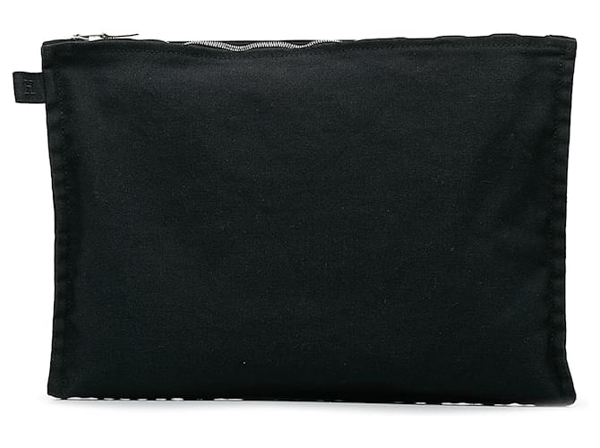 Hermès-Beutel aus schwarzem Segeltuch Leinwand  ref.1161051