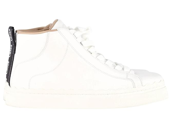 Chloé Lauren High-Top Sneakers in White Leather  ref.1161102