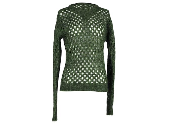 Isabel Marant Open-Knit Sweater in Green Wool  ref.1161110