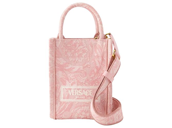 Bolso Tote Athena Mini - Versace - Algodón - Rosa