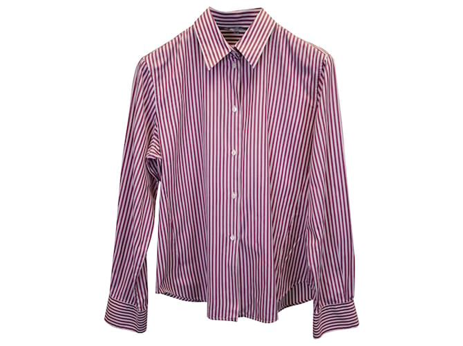 Camisa con botones a rayas Loro Piana en algodón rojo  ref.1161129