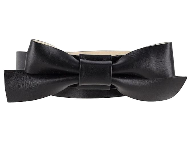 Alice by Temperley Belt with Removable Bow in Black Leather  ref.1161138