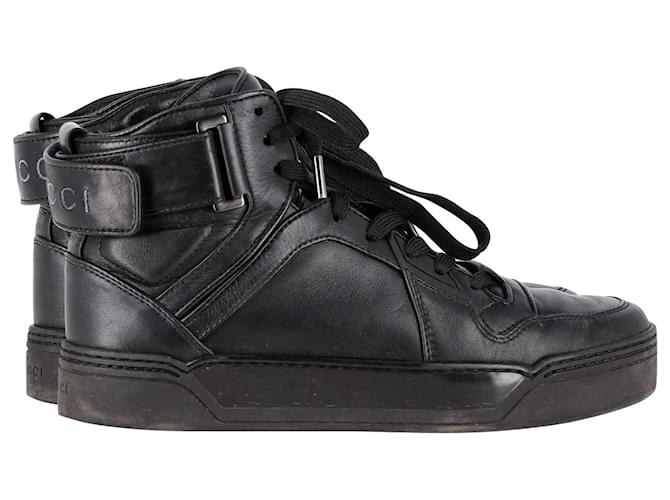 Gucci High-Top-Sneakers aus schwarzem Leder  ref.1161163