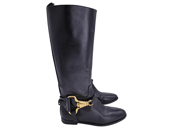 Burberry Riding Boots in Black Leather  ref.1161178