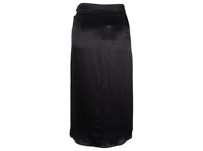 Falda midi drapeada de seda negra Max Mara Negro  ref.1161250