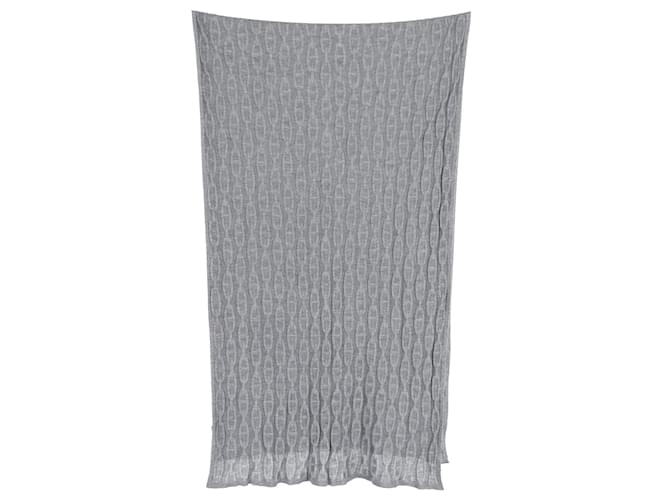 Hermès Muffler Hermes en tricot à motif chaîne en coton et soie gris  ref.1161268