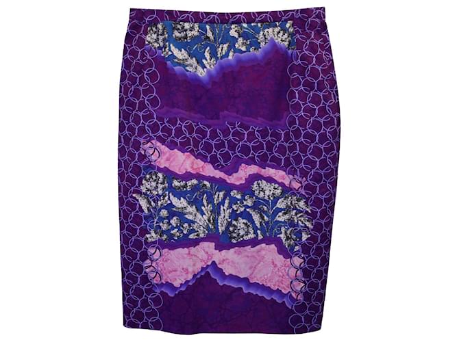 Peter Pilotto Printed Pencil Skirt in Purple Cotton  ref.1161279