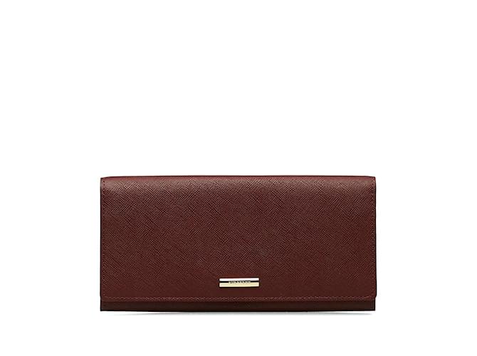 Burberry Leather Bifold Wallet Red Pony-style calfskin  ref.1161289