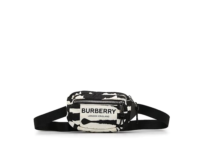 Burberry Sac ceinture à logo imprimé zèbre Toile Blanc  ref.1161290