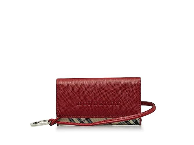 Burberry Nova Check Leather Key Case Red Cloth  ref.1161295