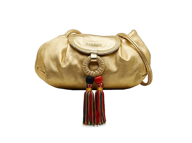 Loewe Leather Fringe Crossbody Bag Golden  ref.1161300