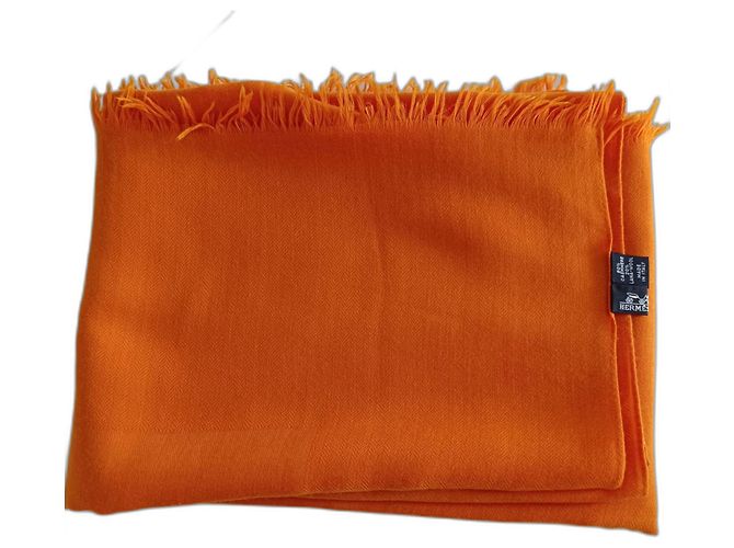 Sciarpa Hermès in Cachemire e Lana Arancione