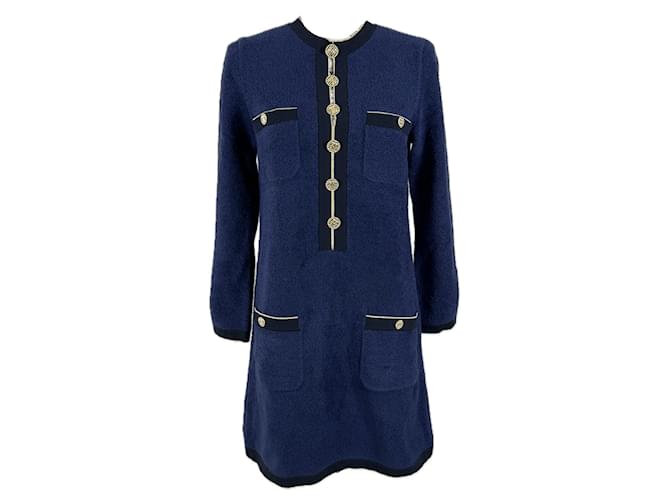 Chanel New Icon La Pausa CC Buttons Dress Navy blue Cotton  ref.1161336
