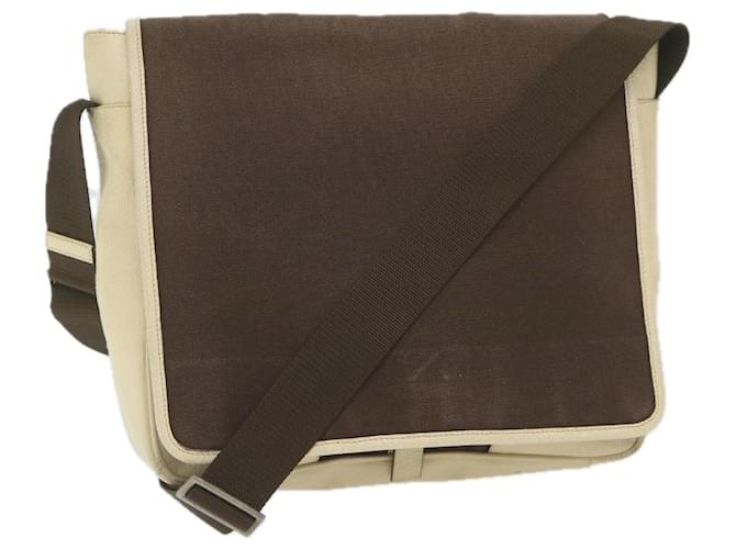PRADA Shoulder Bag Canvas Leather Beige Brown Auth ki3765 Cloth  ref.1161351