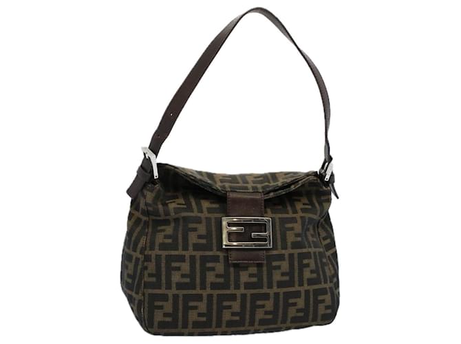 FENDI Zucca Canvas Mamma Baguette Shoulder Bag Black Brown Auth bs10105  ref.1161380