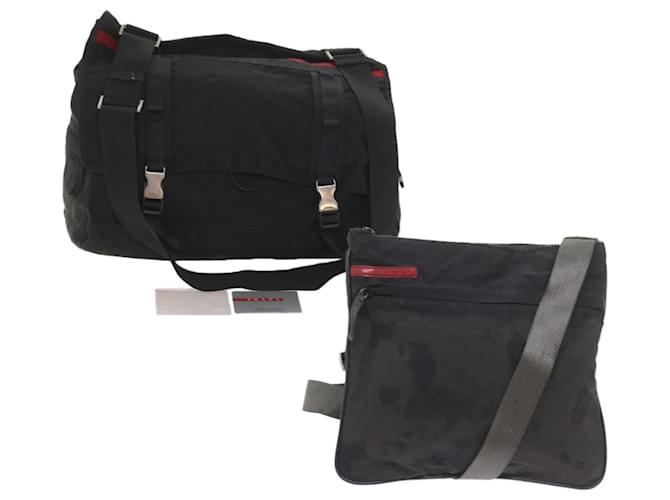 PRADA Shoulder Bag Nylon 2set Black Auth ar10739  ref.1161412