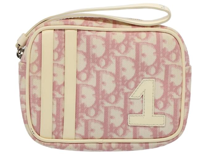 Christian Dior Trotter Canvas Pouch Pink Auth bs10148  ref.1161454