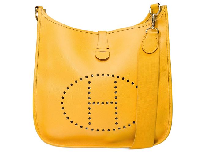 Hermès HERMES Evelyne Bag in Yellow Leather - 101589