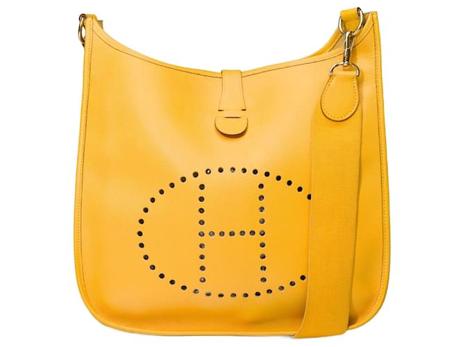 Hermès HERMES Evelyne Bag in Yellow Leather - 101589  ref.1161459