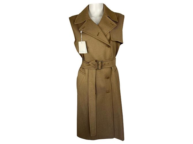 Gilet lungo in lana beige Max Mara