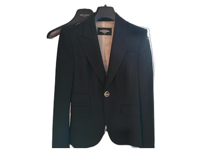 Dsquared2 Jackets Navy blue Wool  ref.1161481