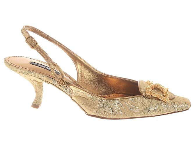 Dolce & Gabbana Sandalen Golden Leder  ref.1161685