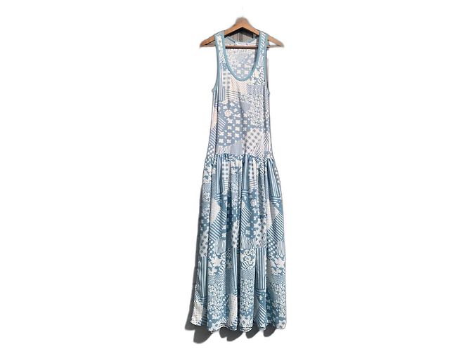 Vestido largo sin mangas Sonia Rykiel azul claro algodón