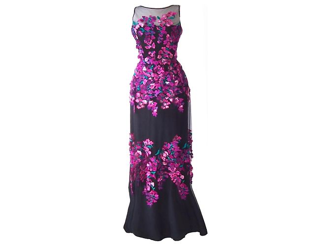 Robe longue Blumarine avec fleurs 3D noire