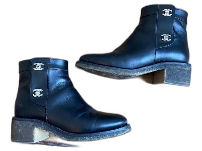 Chanel ankle boots Nero Pelle  ref.1161718